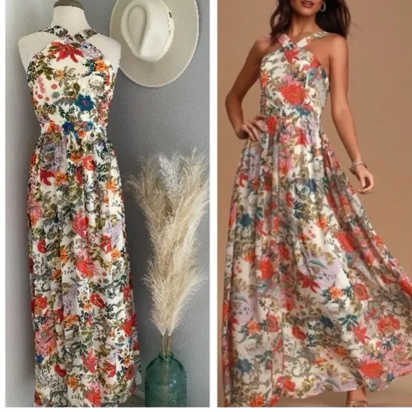 lilja cream floral print maxi dress Lilja Navy Blue Floral Print Maxi Dress